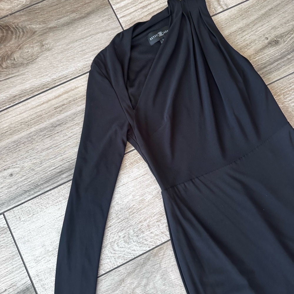 Betsy & Adam Elegant Black Asymmetrical Dress